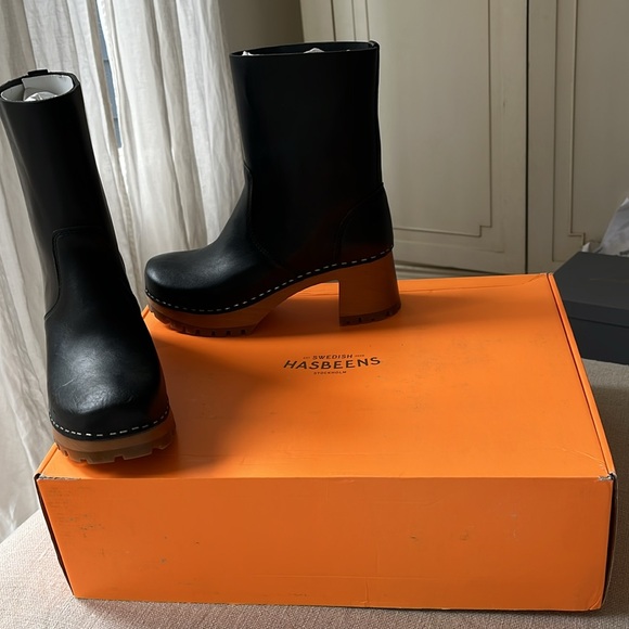 Swedish Hasbeens NWT Pull On Knee Olive Clog Boot Best seller 🌈 - Picture 6 of 12